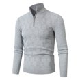 thumbnail image 1 of Rbaofujie Chandail à Col Rond pour Hommes Mode Hommes Couleur Unie Demi-Fermeture Éclair Tricoté Col Montant Chandail Décontracté Gris Chandail à Capuchon Lesté, 1 of 8