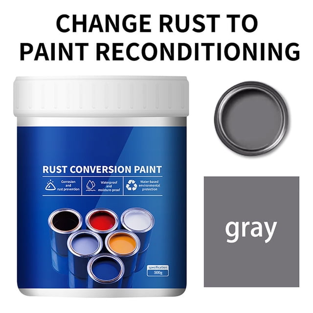 RKSTN Peintures Convertisseurs Résistantes aux Intempéries Rust Peinture Convertisseur pour Métal à Base d'Eau Reduce-Rust Peinture Métal Peinture Rust-Free Rust-peinture de Conversion Couleur Acier Carreaux Rénovations 500G Fournitures de Nettoyage