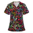 thumbnail image 1 of Blouses à Manches Courtes pour Femmes Mode Femme Manches Courtes Col en V Blouse Imprimée Chandail Décontracté Poches Hauts Femmes Manches Courtes Hauts pour Femmes Blouses Manches Courtes pour Femmes, 1 of 4