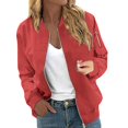 thumbnail image 3 of Duoif Veste pour Femmes, Manteau Décontracté à Fermeture Éclair avec Poches, Rouge Brique m, 3 of 9