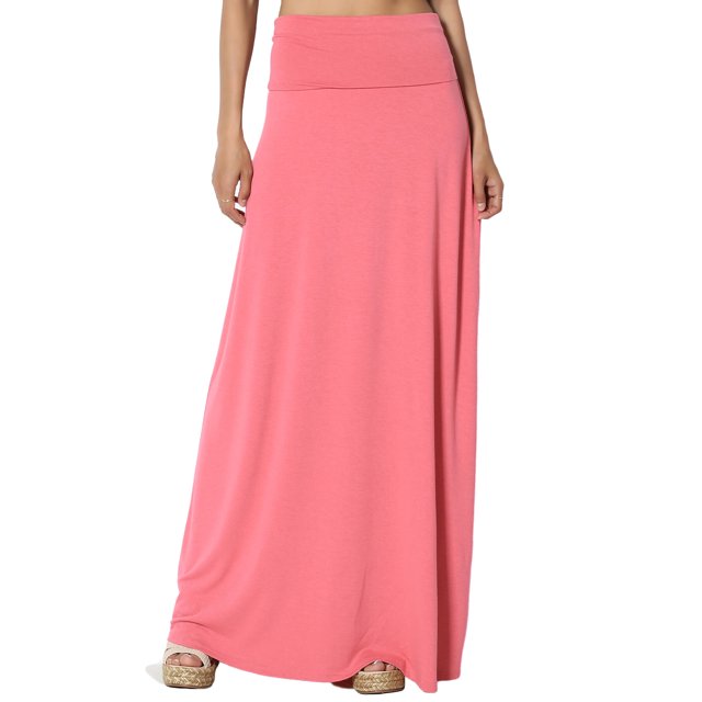 Jupe Longue Maxi Décontractée en Jersey Drapé pour Femmes Taille Pliable