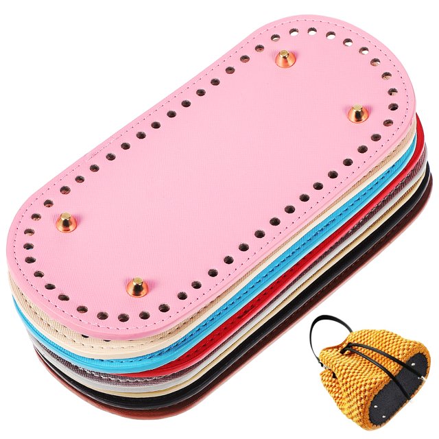 Shisuyan 8 Pcs Base de Sac avec Trous en Cuir PU Crocheté Coussin Ovale pour Sac à Main DIY