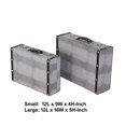thumbnail image 5 of Benzara BM205922 Trunk Style Suitcase with Textured Print Canvas Covering, Gray - Set of 2, 5 of 5