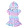 thumbnail image 2 of Hiiyo Robe de Plage à Capuche Zippée pour Petites Filles, Cache-Maillot Arc-en-Ciel à Manches Courtes, 2 of 8