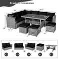 thumbnail image 4 of Costway 7 PCS Patio Rattan Dining Set Sectional Sofa Couch Ottoman Garden Black, 4 of 10