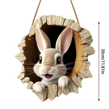 JJKBVCLO Easter Bunny Rabbit Hole Door Sign Rustic Wooden Easter Decor For Festive Home & Party Entrance 30x30cm 5