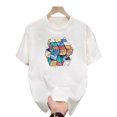 thumbnail image 1 of T-Shirt Décontracté d'Été Blanc Imprimé Hommes Femmes Extérieur Respirant Coton Chemise Ronde, 1 of 1