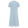 thumbnail image 4 of Pisexur Robe à Manches Courtes à Col Rond pour Femme Été Confort Mode Couleur Unie Bouton Ajouré Poche Robe à Manches Courtes à Col Rond Robe Femme, 4 of 6