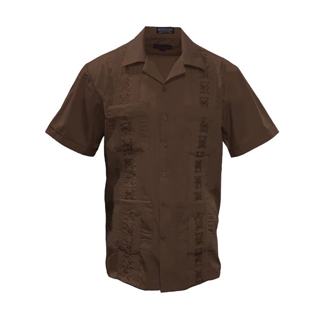 Gravity Threads Mens Guayabera Summer Shirt - Brown - X-Large