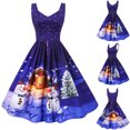 thumbnail image 2 of Fridja Robe de Fête Sans Manches Imprimée de Noël Décontractée pour Femmes, 2 of 9