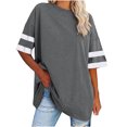 thumbnail image 1 of Chandails à Manches Courtes pour Femmes T-Shirts Surdimensionnés pour Femmes T-Shirts Amples Demi-Manches Col Rond Hauts Color Block Tuniques T-Shirts Surdimensionnés pour Femmes Hauts à Demi-Manches pour Femmes, 1 of 9