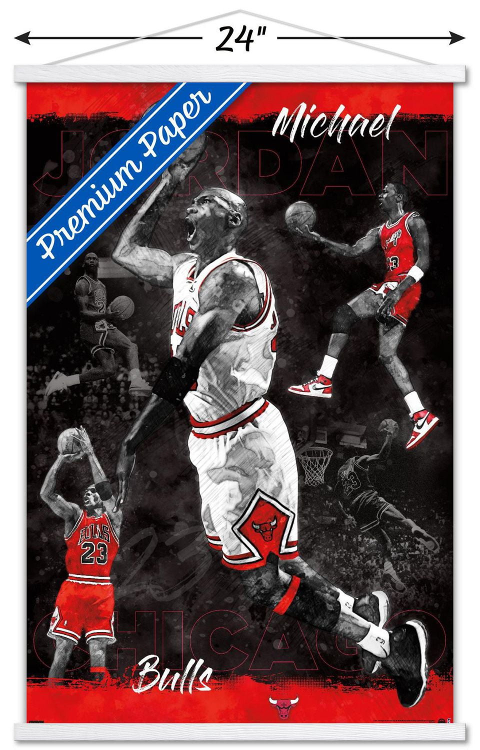 Michael Jordan - Sketch Wall Poster, 22.375" x 34" Framed