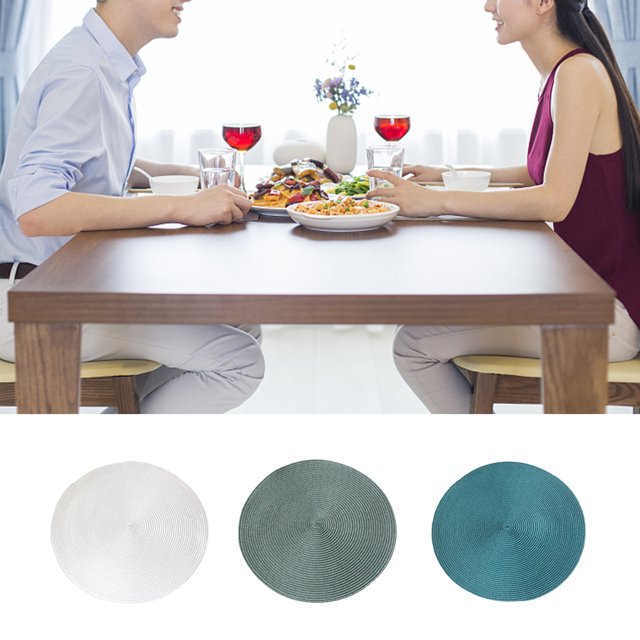 maskred Placemats For Kitchen Table Lightweight Easy To Care Non-skid Sturdy And Durable Round Placemats LightGray 1Set