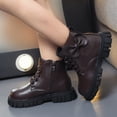 thumbnail image 2 of MIASHUI Girls Winter Boots Children Comfortable Lace-Up Side Zipper Work Boots,Brown,11-11.5 Years, 2 of 6
