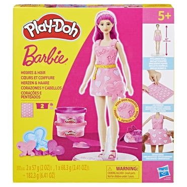 Play-Doh Barbie Hearts and Hair Set, Make Doll Clothes, Toys for Girls & Boys 5+
