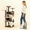 thumbnail image 3 of PawHut 54" Cat Tree Tower with Scratching Posts, Cat Condos, Light Brown, 3 of 10