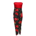 thumbnail image 4 of Womens Summer Print Strapless Long Dress Beach Split Dress Party Club Dress, 4 of 5
