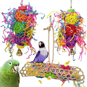 LSLJS Toys Bird Jouets pour Oiseaux, Accessoires Suspendus pour la Recherche de Nourriture pour Oiseaux, Jouet de Cage pour Perroquet et Oiseau de Compagnie à Mâcher et Mordiller, Perruche, Cockatiel, Conure