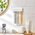thumbnail image 4 of Oleegame 1PC Spoon And Lid Rest Linkidea Wallmount Toothbrush Holder With Cover For Shower RV Cabinet Organizer Plastic Self Adhesive 6 Slots Hanger Compatible With CrossAction Extra Clear, 4 of 7