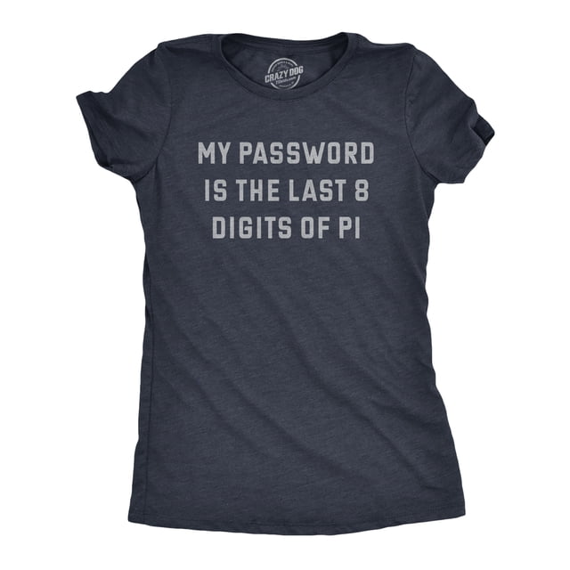 Womens My Password Is The Last Eight Digits Of Pi T Shirt Funny Nerdy Math Joke Tee for Ladies (Heather Navy - PASSWORD) - S