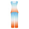 thumbnail image 4 of Mikilon Ensemble Stylé pour Femmes 2 Pcs Décontracté Ample Imprimé Camisole Pantalon Long Sans Manches Col Rond Haut/chemise Ensemble Orange-B m, 4 of 6
