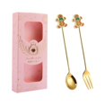 thumbnail image 2 of Stainless Steel Dessert Spoons Forks Tea Spoons Stainless Steel Christmas Spoons gingerbread pink, 2 of 9