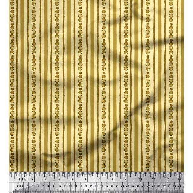 Soimoi Polyester Crepe Fabric Dot & Stripe Block Print Fabric by The Yard 52 Inch Wide