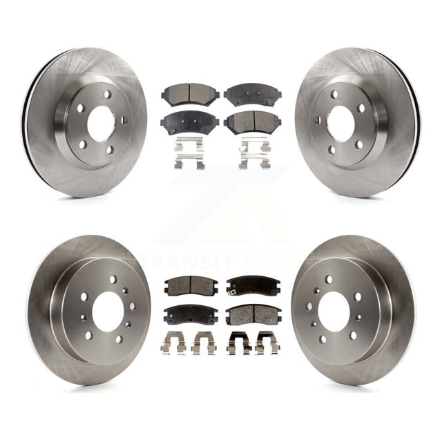 Transit Auto Front Rear Disc Brake Rotors and Semi-Metallic Pads Kit for Car 2005 Chevrolet Impala Monte Carlo From Chassis/VIN #59143076 K8F-102870