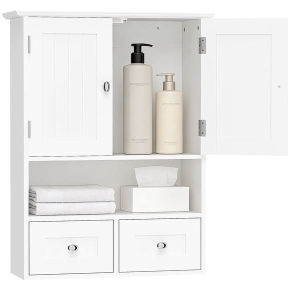kleankin Medicine Cabinet Over Toilet Storage Cabinet with Drawers, White