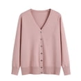 thumbnail image 1 of VgaVtl Long Sleeve Womens Sweaters Plus Size Women Cardigan Sweater Knitted Button up Pink Regular Solid Color Sweaters, 1 of 6