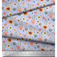 thumbnail image 3 of Soimoi Rayon Fabric Leaves,Bird & Anemone Floral Decor Fabric Printed Yard 56 Inch Wide, 3 of 3