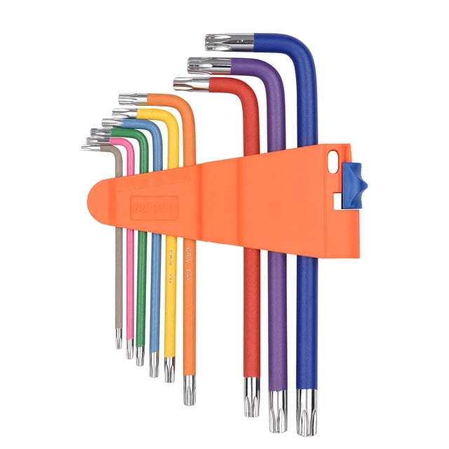 Yeacher 9PCS Multicolour L-Key Set Torx Key Star Key Set Long Arm Industrial Grade Chrome Vanadium Steel Torx Key Allen Wrench
