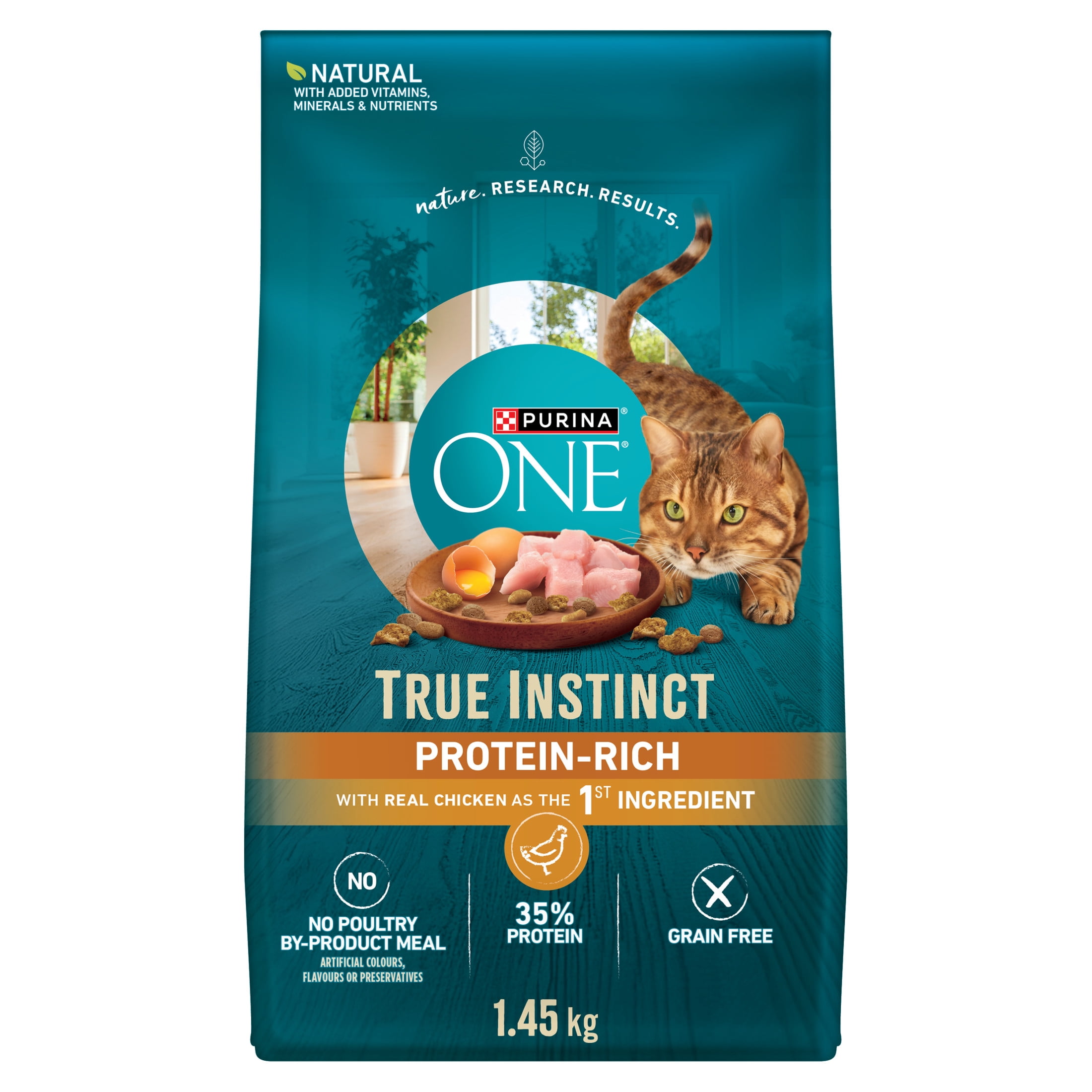 Purina ONE Véritable Instinct Poulet Sans Grains, Nourriture Sèche pour Chats 1.45kg