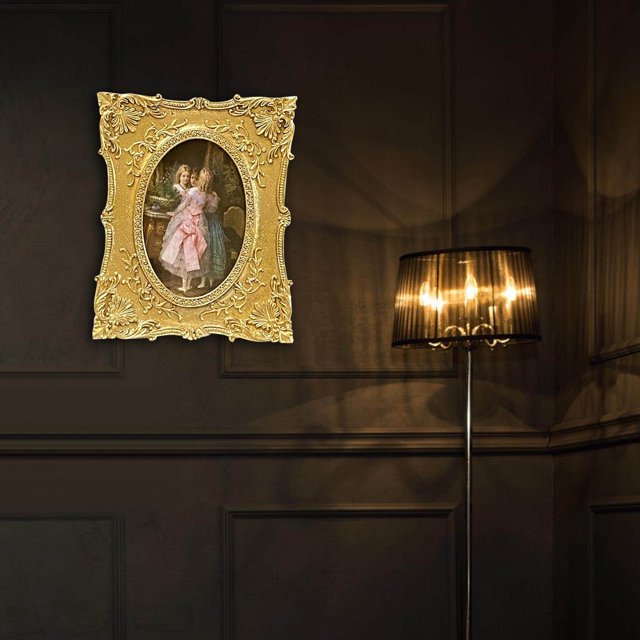 Photo Frame 4x6 Embossed Decorative Retro Desktop Tabletop Photo Frame for Wedding Decor Resin Photo Holder Bedroom Living Room