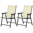 thumbnail image 1 of Outsunny Patio Dining Chair Set of 2, Foldable Texteline Garden Chairs, 1 of 10