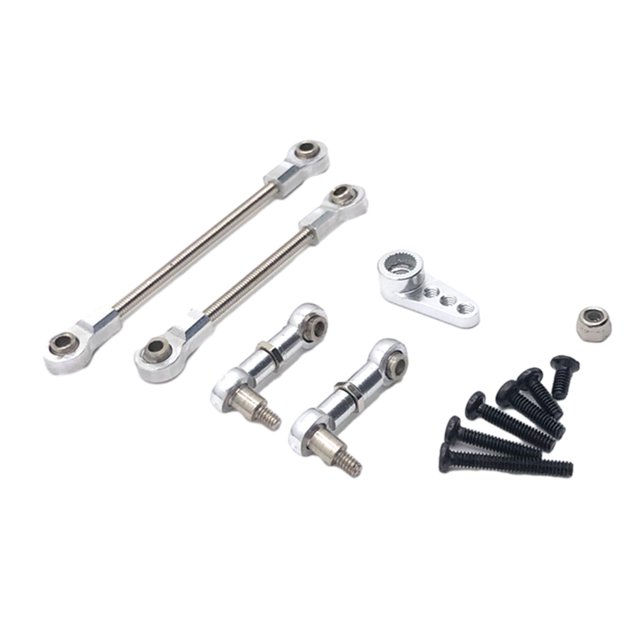 mmirethe Steering Link Rod Pull Rods Servo Links Linkage 28T Servo Arm For 1/28 Wltoys K969 Pull Rods Metal Upgrade Adjustable silver 1Set