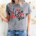 thumbnail image 1 of Pisexur T-shirt de la Saint-Valentin pour Femmes, Imprimé Amour, Manches Courtes, Col Rond, 1 of 5