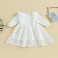 thumbnail image 2 of Girls Casual Dress Long Sleeve Crew Neck Feathers Patchwork Fall Dress, 2 of 9