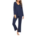 thumbnail image 1 of Timegard Ensembles de Pyjamas pour Femmes 2 Pcs Manches Longues Col en V Haut Froncé et Pantalon Automne Décontracté Doux Tenues de Pjs, 1 of 4