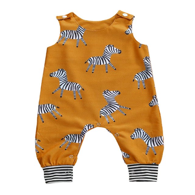 Combinaison Bébé Motifs Dessin Animé Style Mignon Sans Manches Col Imprimé
