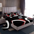 thumbnail image 1 of Erosebridal Black and White Red Full Sheet Sets, Abstract Line Bedding Full Size, Geometry Home Decor 4pcs, 1 of 7