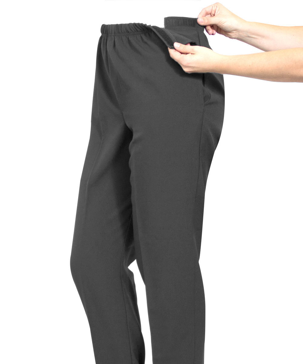Silvert's Women Open Side Gab Pant, XL, Adaptive, Smoke Grey, 1