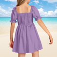 thumbnail image 4 of Robe pour Fillette à Manches Bouffantes, Robe d'Été de Princesse pour Fête, Robe Trapèze Smockée pour Filles, Robe de Mariage, 4 of 5