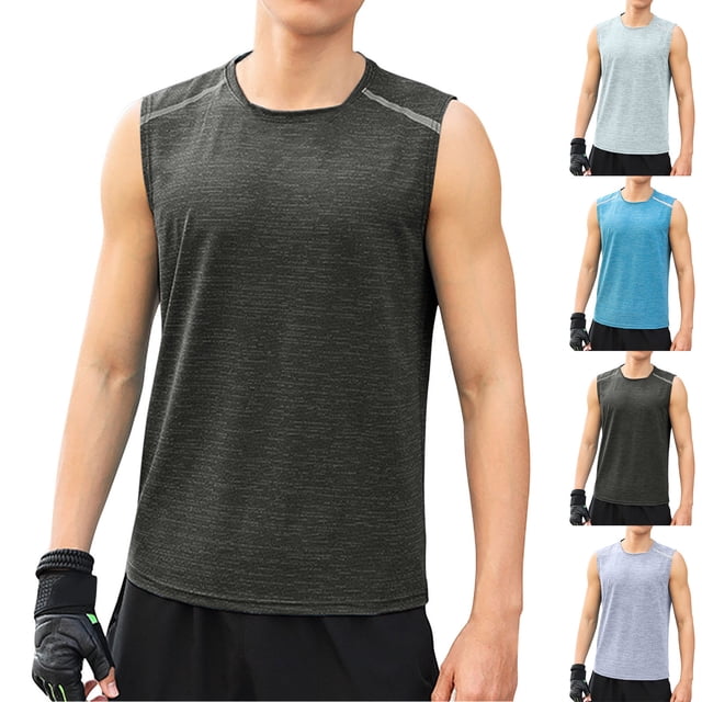 JDQJBZ Men's Tank Undershirts Summer Solid Color Lapel Zip Up Multi Pocket Breathable Vest