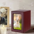 thumbnail image 1 of Personalized MDF Pet Memorial Urn with Photo Frame – Cremation Keepsake Box for Dogs, Holds 30 Cubic Inches Ashes (Durable, Easy-Access Pet Loss Condolence Gift) Brown, 1 of 6