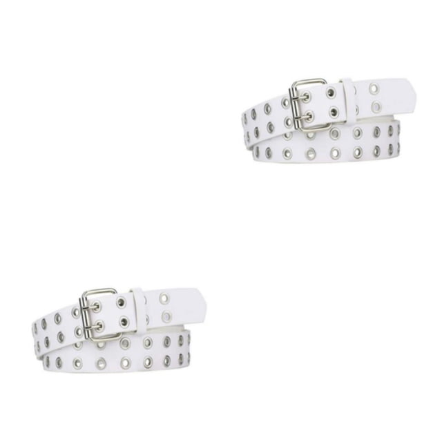 Baohd Ceinture Boucle en Alliage All Trend pour Jeans de Travail Résistant aux Rayures Punk Pin Blanc 110cm 2Set