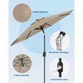 thumbnail image 2 of Parasol de Patio Extérieur 9 Pi avec Manivelle, Évent Coupe-Vent à Double Couche et Inclinaison à Bouton-Poussoir, Protection UV, Imperméable, Conception Robuste à 8 Baleines pour Terrasse, Piscine, Jardin, 2 of 7