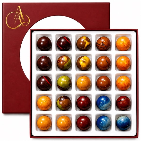Andy Anand Sugar-Free Monet Chocolate Truffles & Pralines, 25 Count, 60% Cacao, Gluten-Free, Naturally Sweetened Gift Box