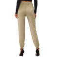 thumbnail image 3 of Unique Bargains Women's High Rise Silky Satin Cargo Pants, Khaki, Size S, 3 of 6