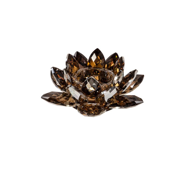 Sagebrook Home Amber Crystal Lotus Votive Holder 8.25"